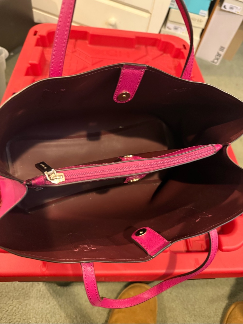 kate spade Pink Leather Tote with Top Handles & detachable crossbody strap - Picture 3 of 5